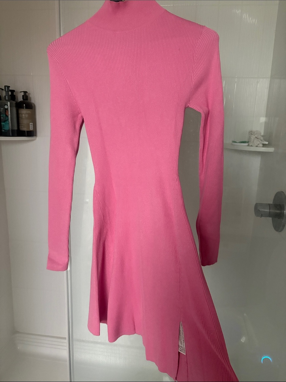 Zara Pink Ribbed Mock Neck Sweater Dress